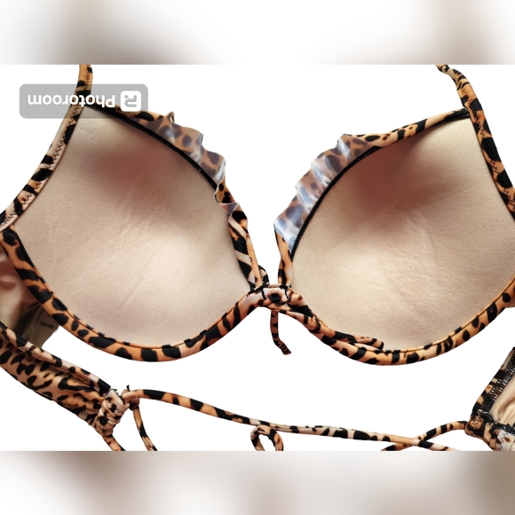 Victoria's secret two piece swimsuit bikini set leopard print strappy size 34B/M - Picture 11 of 15